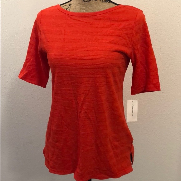 Charter Club top red striped textured size S NWT - Picture 1 of 4